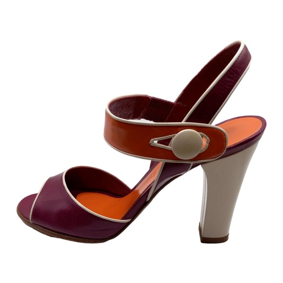 Marc Jacobs Magenta Pink Orange White Piping Heeled Sandal European 36.5… - Picture 11 of 14